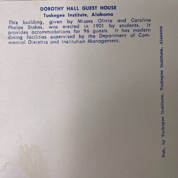 Vintage Postcard Tuskegee Institute Dorothy Hall Guest House 1901 Historic Build - Picture 4 of 5